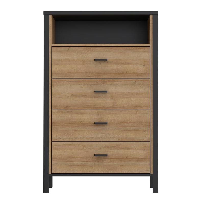 High Rock Chest of 4 Drawers in Matt Black/Riviera Oak – image 2