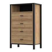 High Rock Chest of 4 Drawers in Matt Black/Riviera Oak – image 3