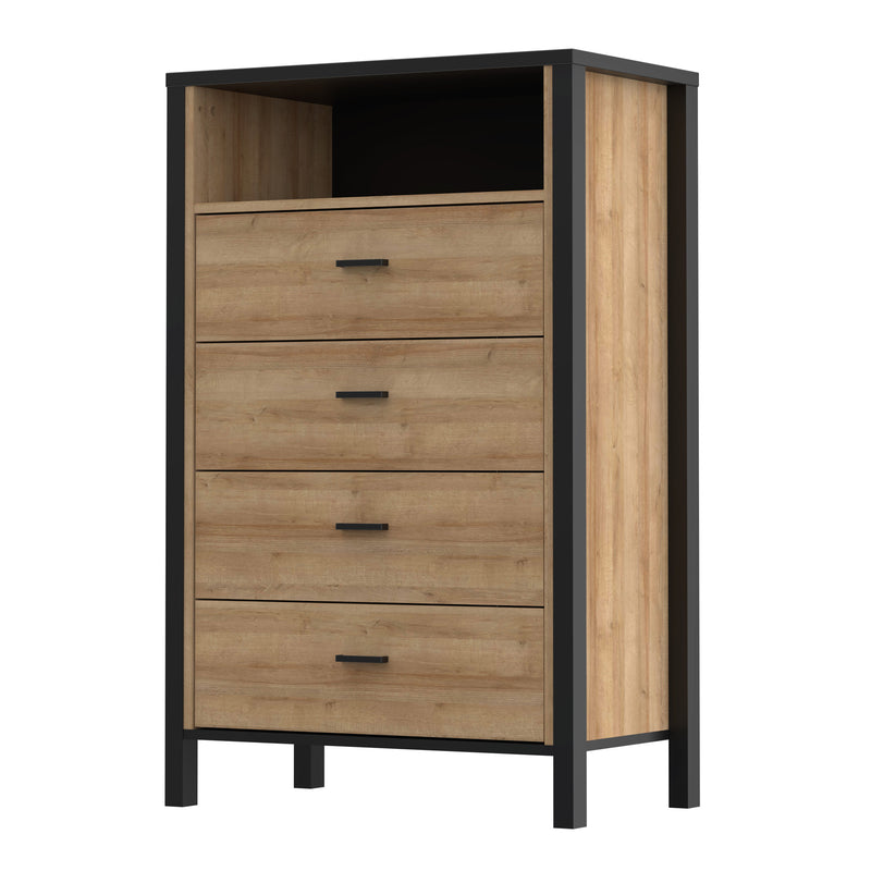 High Rock Chest of 4 Drawers in Matt Black/Riviera Oak – image 3