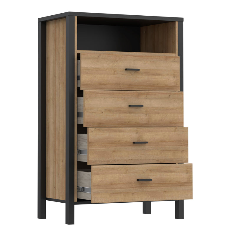 High Rock Chest of 4 Drawers in Matt Black/Riviera Oak – image 4