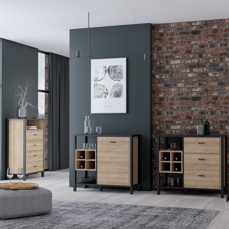 High Rock Chest of 4 Drawers in Matt Black/Riviera Oak – image 6