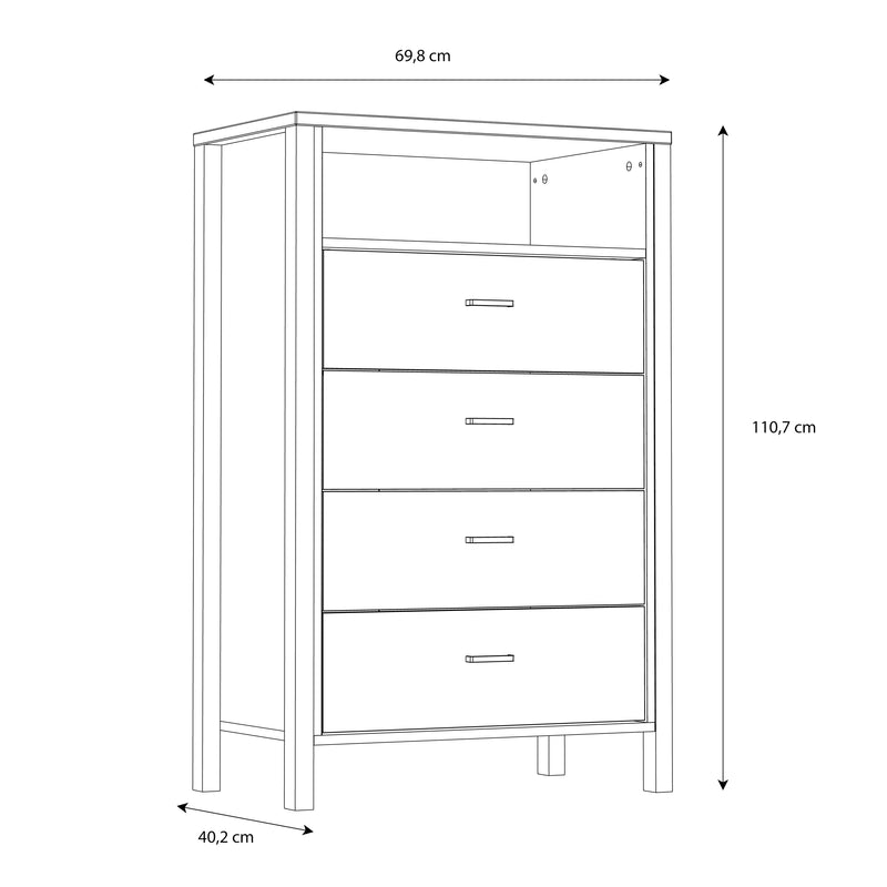 High Rock Chest of 4 Drawers in Matt Black/Riviera Oak – image 8
