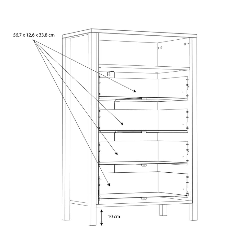High Rock Chest of 4 Drawers in Matt Black/Riviera Oak – image 9