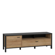 High Rock TV Unit in Matt Black/Riviera Oak – image 1