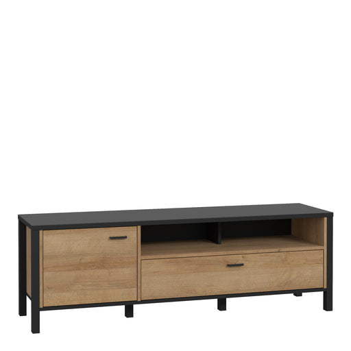 High Rock TV Unit in Matt Black/Riviera Oak – image 1