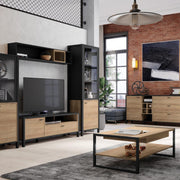 High Rock TV Unit in Matt Black/Riviera Oak – image 5