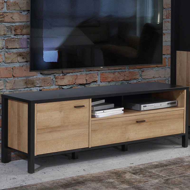 High Rock TV Unit in Matt Black/Riviera Oak – image 6