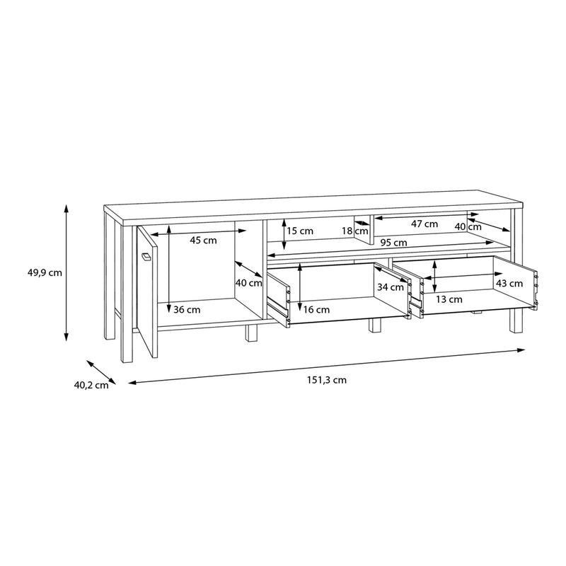 High Rock TV Unit in Matt Black/Riviera Oak – image 8