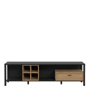High Rock Wide TV Unit in Matt Black/Riviera Oak – image 2