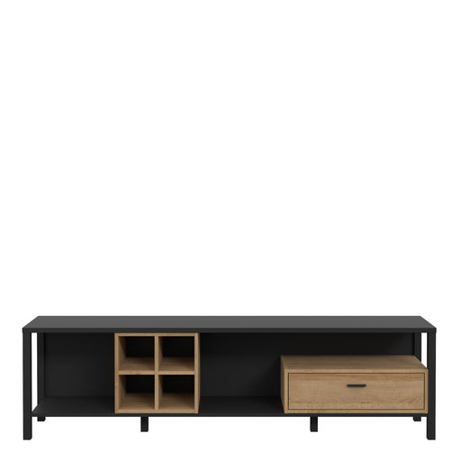 High Rock Wide TV Unit in Matt Black/Riviera Oak – image 2