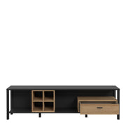 High Rock Wide TV Unit in Matt Black/Riviera Oak – image 4