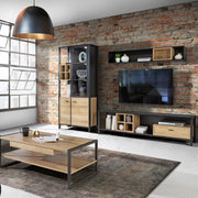 High Rock Wide TV Unit in Matt Black/Riviera Oak – image 5