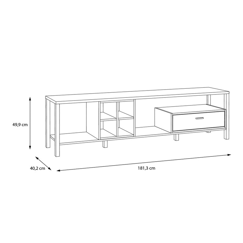 High Rock Wide TV Unit in Matt Black/Riviera Oak – image 7