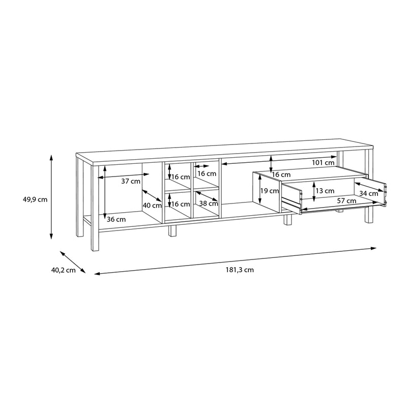 High Rock Wide TV Unit in Matt Black/Riviera Oak – image 8