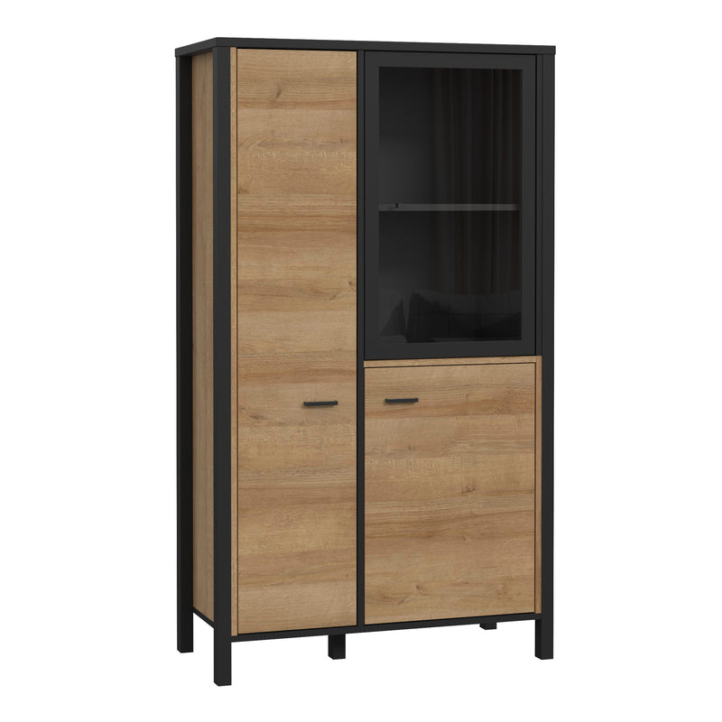 High Rock Small Display Cabinet in Matt Black/Riviera Oak – image 1