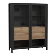 High Rock Extra Wide Display Cabinet in Matt Black/Riviera Oak – image 1