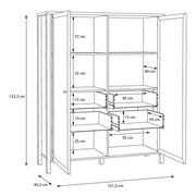 High Rock Extra Wide Display Cabinet in Matt Black/Riviera Oak – image 11