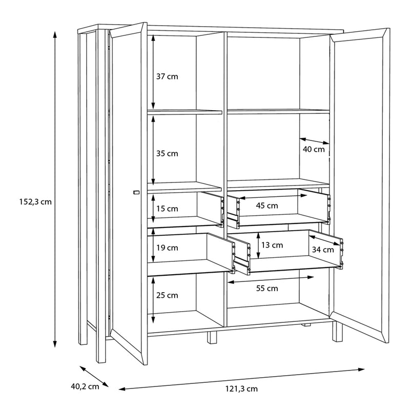 High Rock Extra Wide Display Cabinet in Matt Black/Riviera Oak – image 11