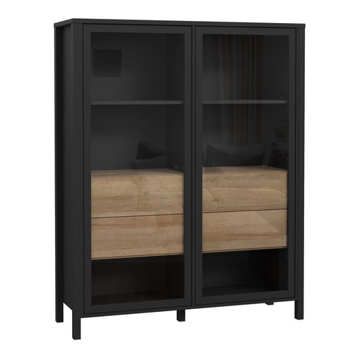 High Rock Extra Wide Display Cabinet in Matt Black/Riviera Oak – image 1