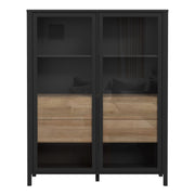High Rock Extra Wide Display Cabinet in Matt Black/Riviera Oak – image 2