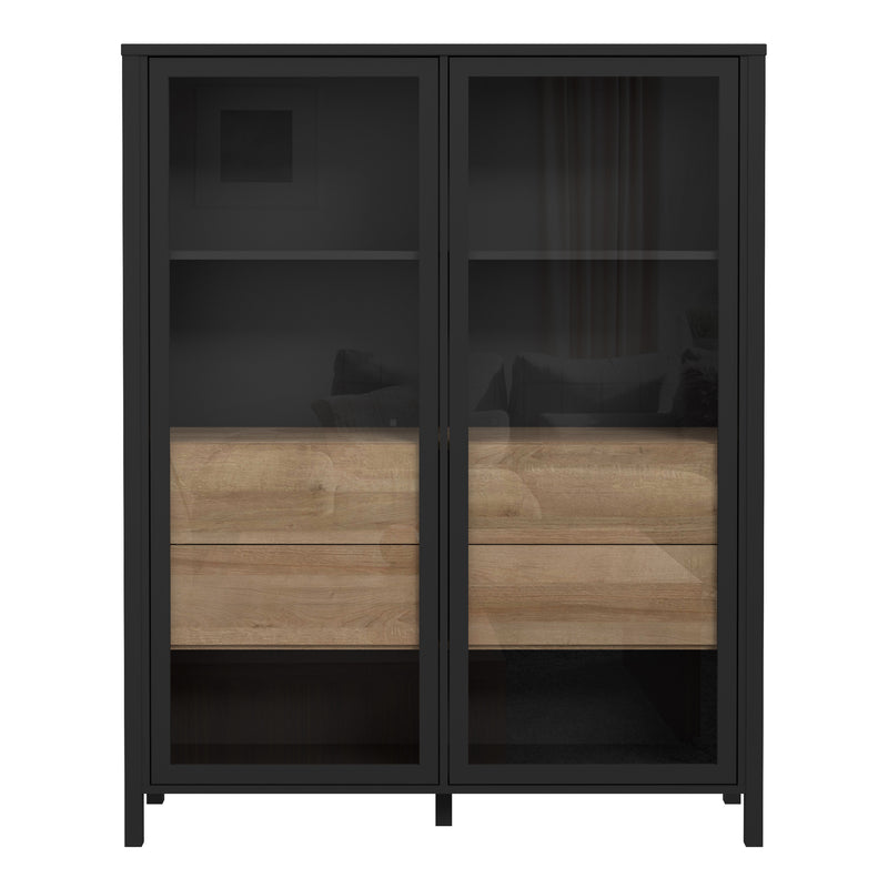 High Rock Extra Wide Display Cabinet in Matt Black/Riviera Oak – image 2