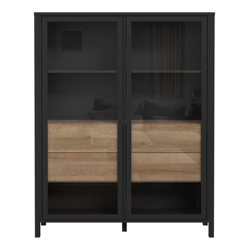 High Rock Extra Wide Display Cabinet in Matt Black/Riviera Oak – image 2