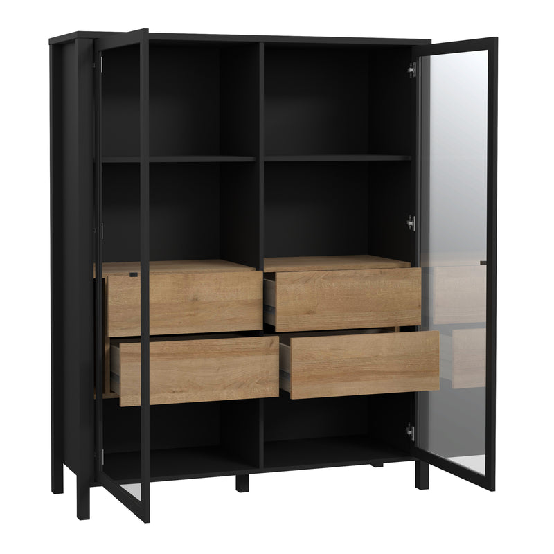 High Rock Extra Wide Display Cabinet in Matt Black/Riviera Oak – image 3