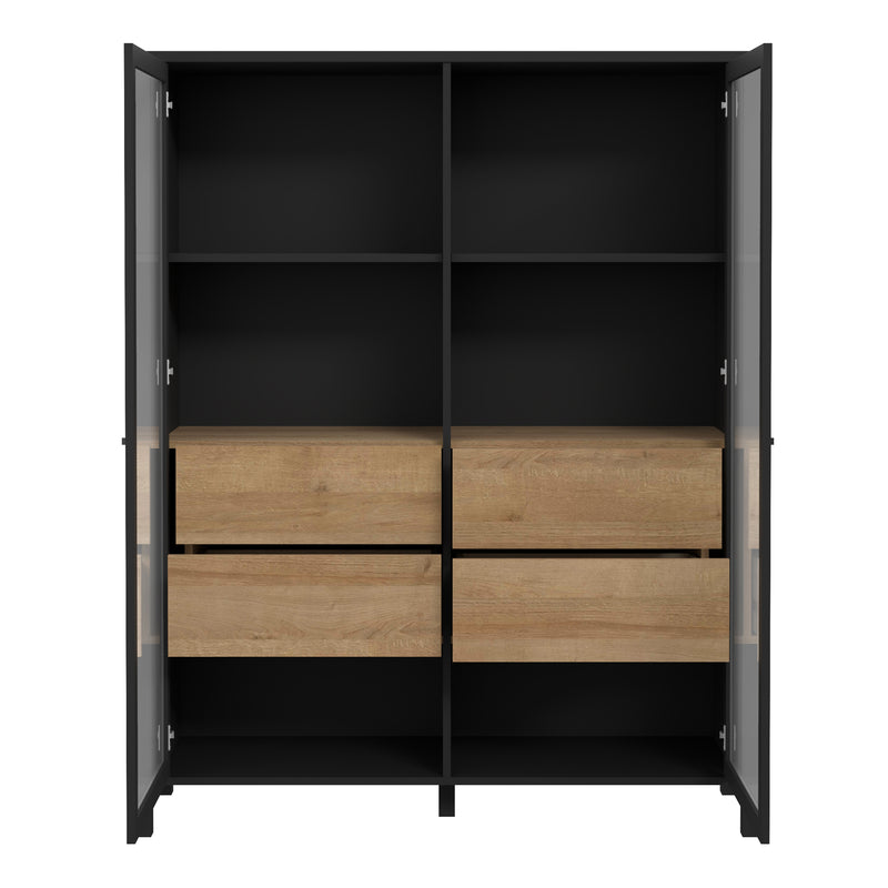 High Rock Extra Wide Display Cabinet in Matt Black/Riviera Oak – image 4