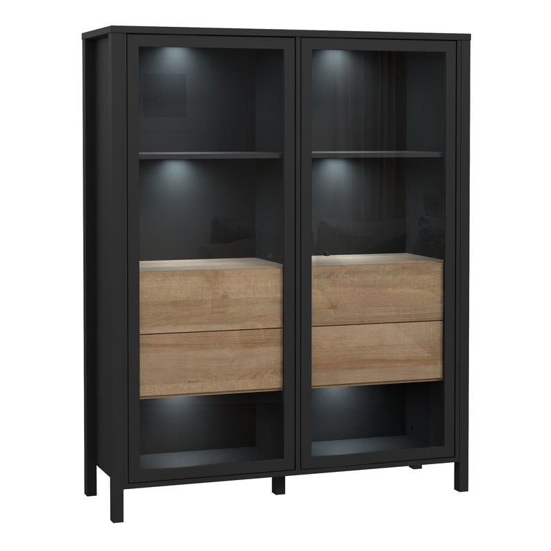 High Rock Extra Wide Display Cabinet in Matt Black/Riviera Oak – image 5