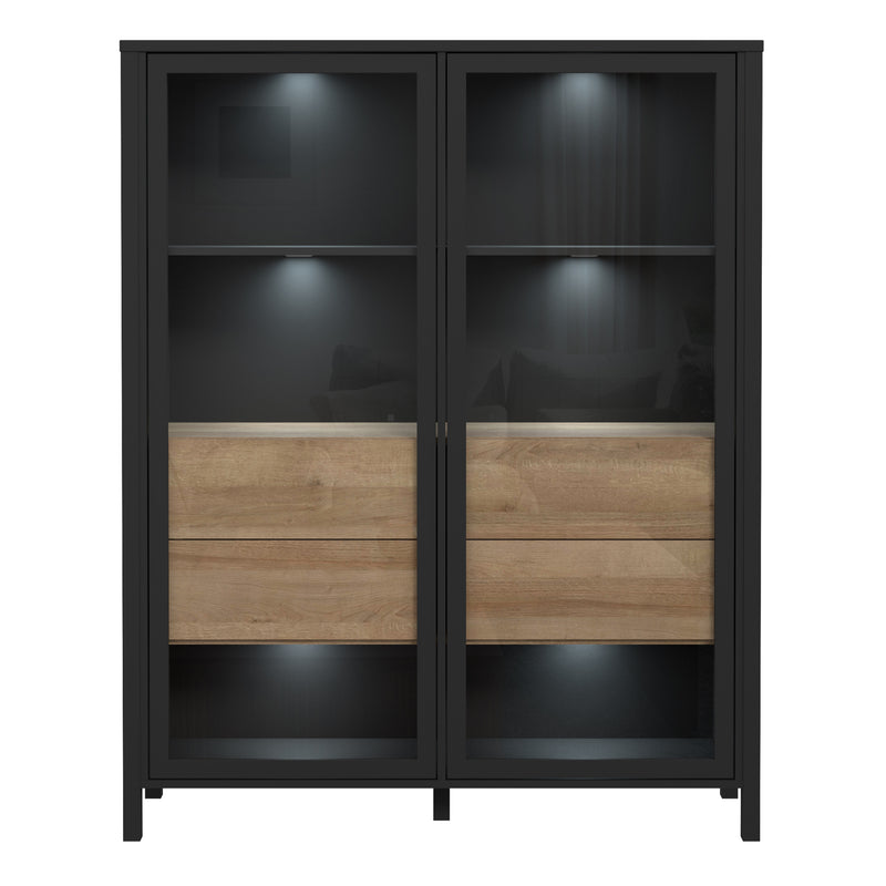High Rock Extra Wide Display Cabinet in Matt Black/Riviera Oak – image 6