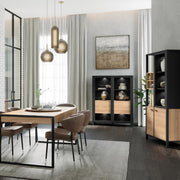 High Rock Extra Wide Display Cabinet in Matt Black/Riviera Oak – image 7