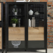 High Rock Extra Wide Display Cabinet in Matt Black/Riviera Oak – image 9