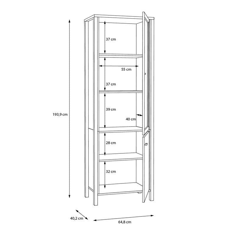 High Rock Wide Display Cabinet in Matt Black/Riviera Oak – image 10