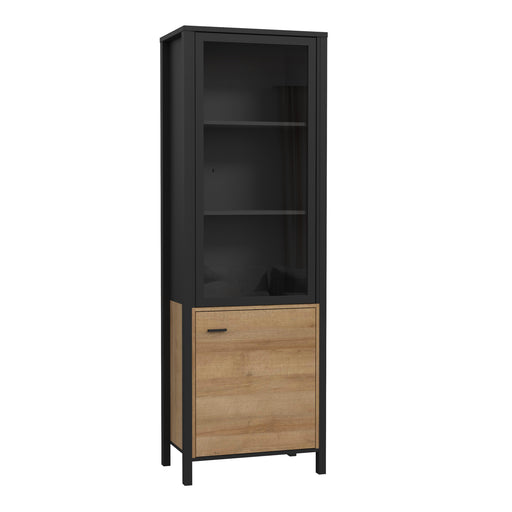 High Rock Wide Display Cabinet in Matt Black/Riviera Oak – image 1