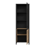 High Rock Wide Display Cabinet in Matt Black/Riviera Oak – image 4