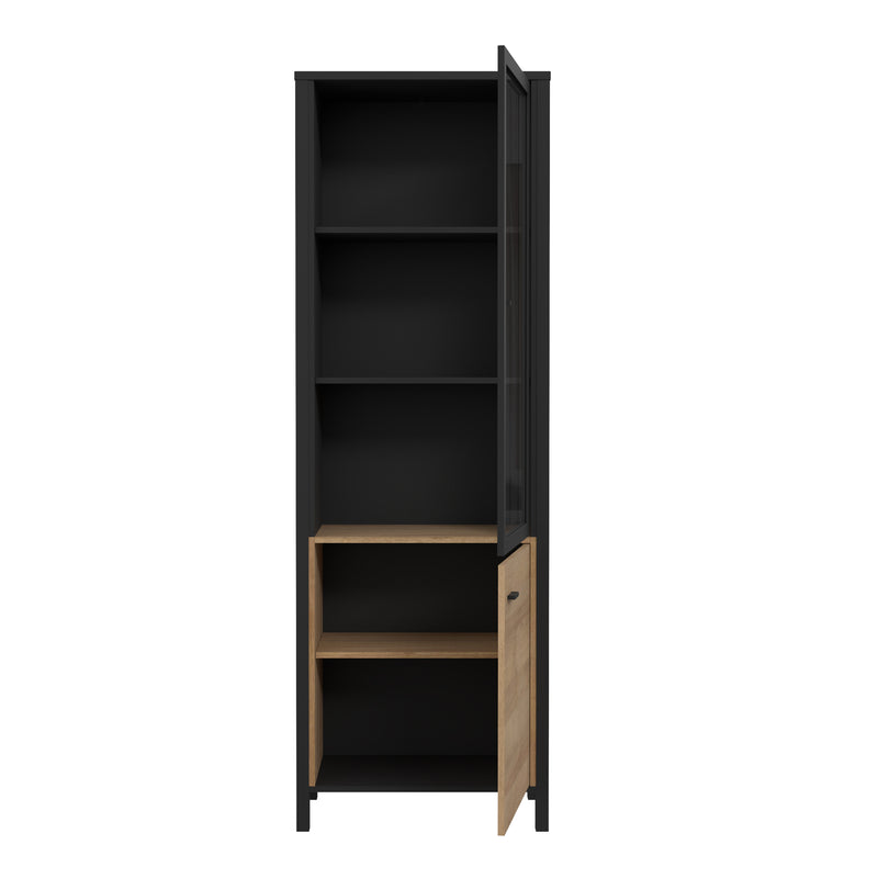 High Rock Wide Display Cabinet in Matt Black/Riviera Oak – image 4