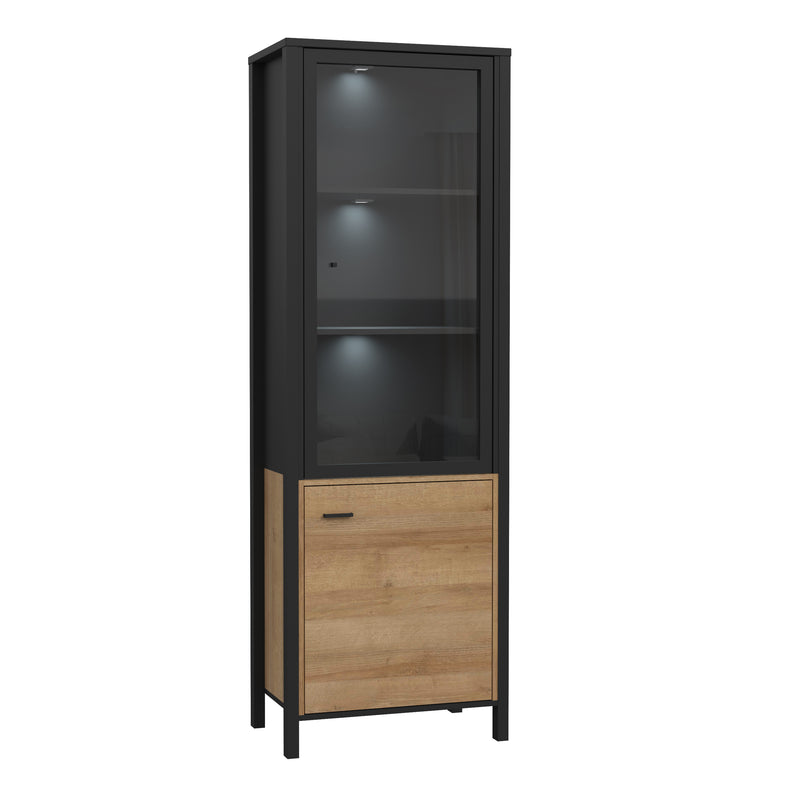 High Rock Wide Display Cabinet in Matt Black/Riviera Oak – image 5