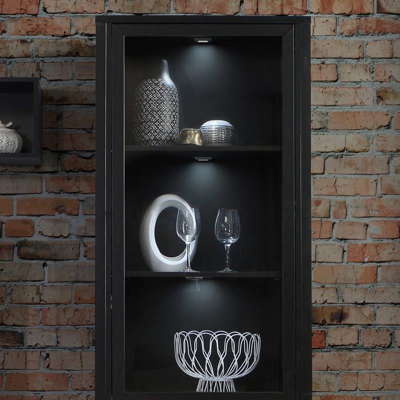 High Rock Wide Display Cabinet in Matt Black/Riviera Oak – image 9