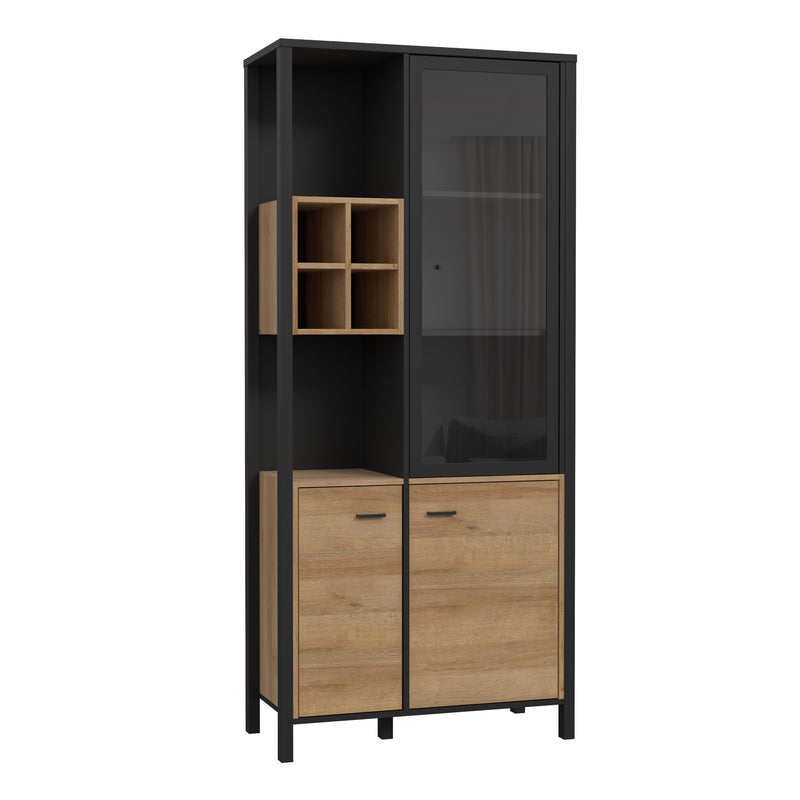 High Rock Display Cabinet in Matt Black/Riviera Oak – image 1