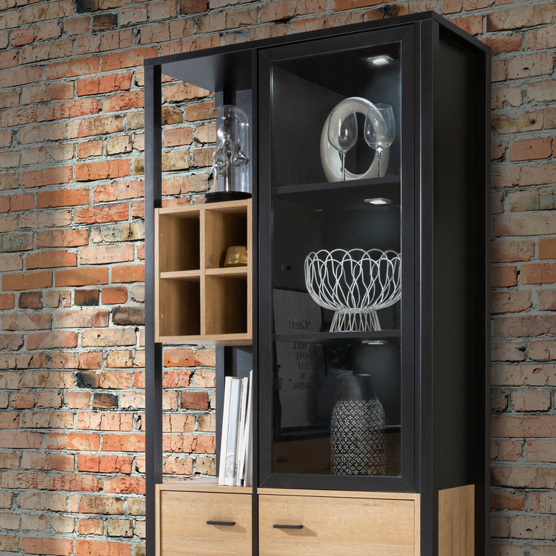 High Rock Display Cabinet in Matt Black/Riviera Oak – image 10