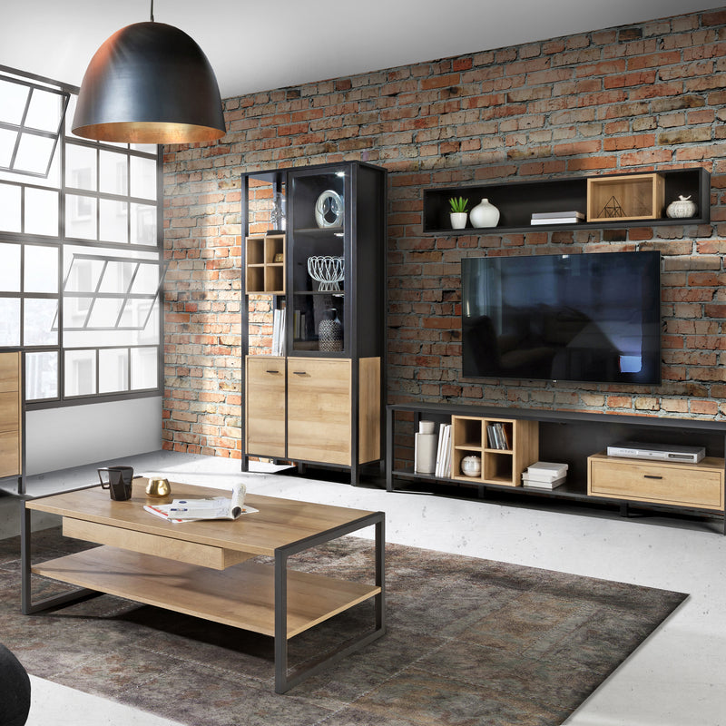 High Rock Display Cabinet in Matt Black/Riviera Oak – image 8