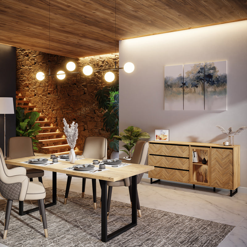 Nikomedes Sideboard in Spica Oak/Matt Black/Bartex Oak – image 5