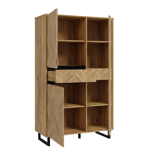 Nikomedes Display Cabinet in Spica Oak/Matt Black/Bartex Oak – image 2