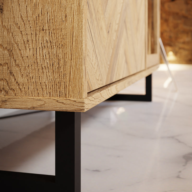 Nikomedes Display Cabinet in Spica Oak/Matt Black/Bartex Oak – image 7
