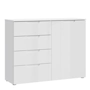 Sienna 4 Chest of Drawers 1 Door in White/White High Gloss – image 1