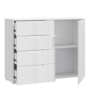 Sienna 4 Chest of Drawers 1 Door in White/White High Gloss – image 2