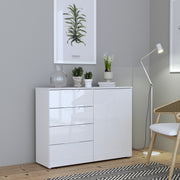 Sienna 4 Chest of Drawers 1 Door in White/White High Gloss – image 4