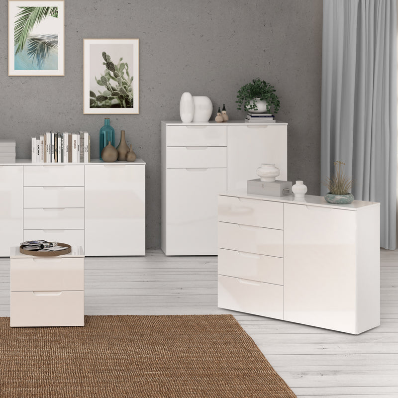 Sienna 4 Chest of Drawers 1 Door in White/White High Gloss – image 5