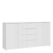 Sienna Wide Chest of 4 Drawers and 2 Doors in White/White High Gloss – image 1