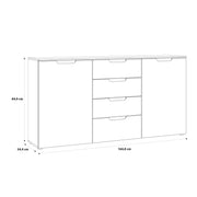 Sienna Wide Chest of 4 Drawers and 2 Doors in White/White High Gloss – image 11
